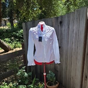 Gant White Long Sleeve Ruffled Button Down Shirt